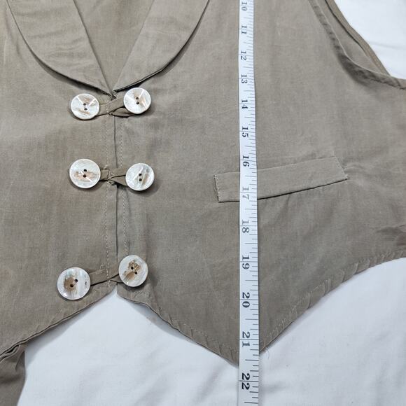 Vtg B.G.B. Taupe Double Breasted Vest Waistcoat 16 Minimalist Eclectic Grandpa - Picture 11 of 11